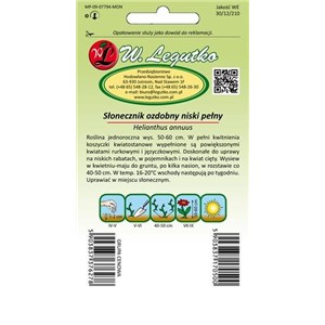 Słonecznik ozdobny niski pełny Teddy Bear złoto-żółty 2g
