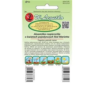 Aksamitka rozpierzchła pojedyncza Red Marieta mahoniowo-czerwono-pomarańczowa 1g