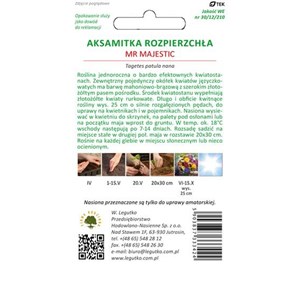 Aksamitka rozpierzchła pojedyncza Mr Majestic złoto-mahoniowa 0,3g