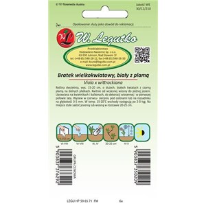 Bratek wielkokwiatowy Silberbraut biały z plamą 0,5g
